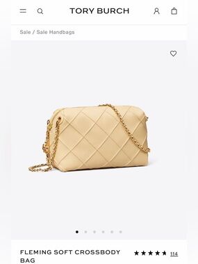 Tory Burch Quilted Fleming Soft Crossbody Bag in Beige